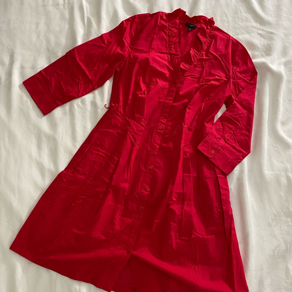 Talbots Red Long Sleeve Midi Dress, Size 6p